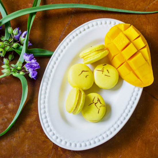 Saffron Mango Macarons