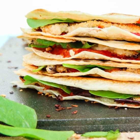 Grilled Eggplant Spinach Quesadilla