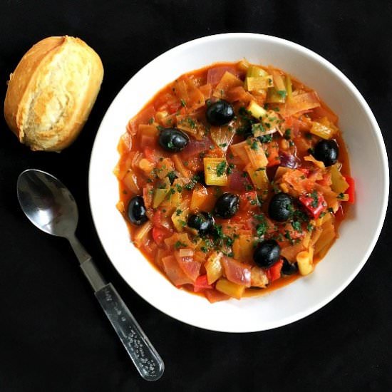 Vegan Leek and Black Olive Stew