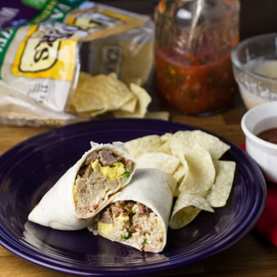 Fried Rice Breakfast Burritos