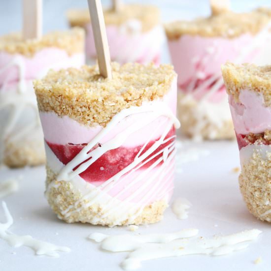White Choc Raspberry Cheesecake Pop