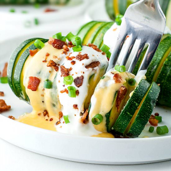 Loaded Hasselback Zucchini Squash