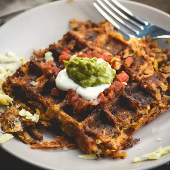 CHILI CHEESE HASH BROWN WAFFLES