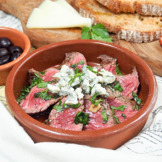 Wine marinated steak