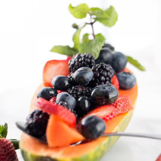 Fruit Filled Papaya Boat