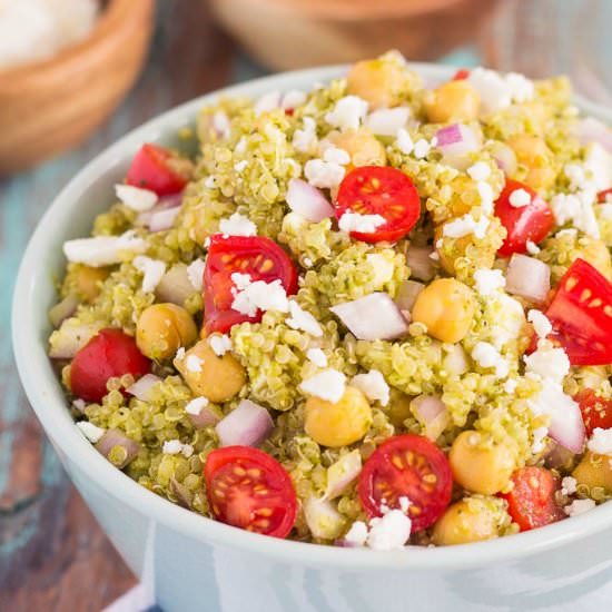 Quinoa and Chickpea Pesto Salad