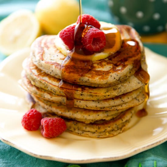 Greek Yogurt Lemon Poppy Pancakes
