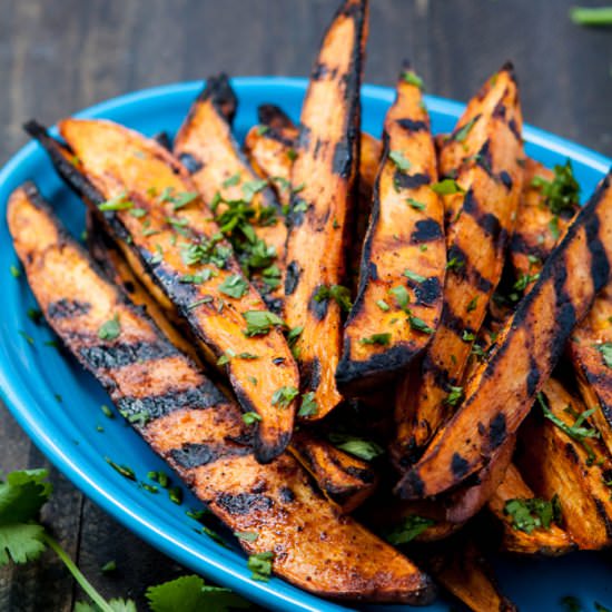 Smokey Grilled Sweet Potato Wedges