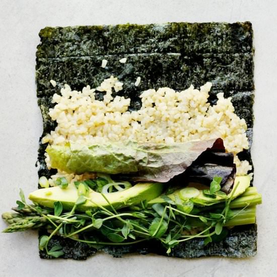 Asparagus + Brown Rice Sushi Rolls