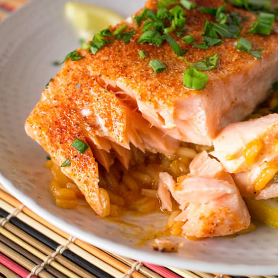 Cajun Baked Salmon with Cajun Rice
