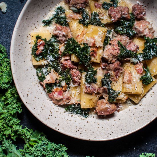 Sausage, Bacon, & Kale Rigatoni
