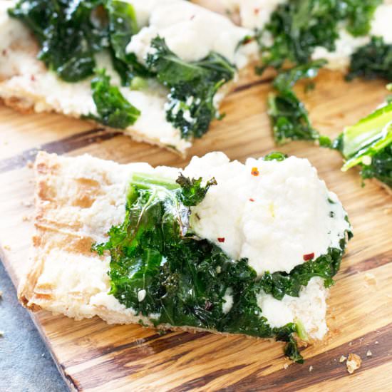 Grilled Lemon,  Ricotta and Kale Bread