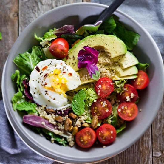 Poached Egg Avocado Breakfast Salad