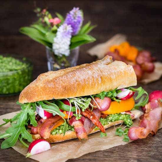 Bacon and Watercress Pesto Sandwich