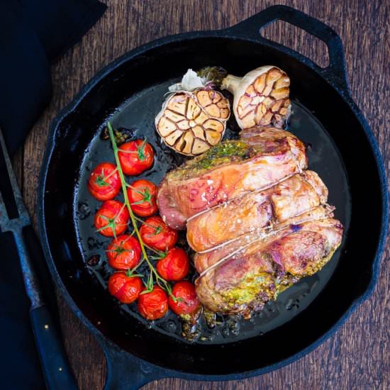 Pesto Stuffed Roast Lamb