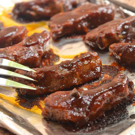 BBQ Ribs with Coffee Whiskey Sauce