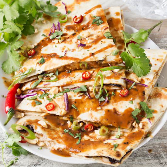 Thai Peanut Chicken Quesadillas