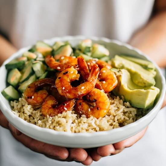 Teriyaki Shrimp Sushi Bowl