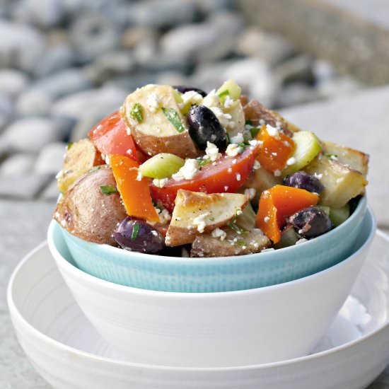 Roasted Potato Greek Salad