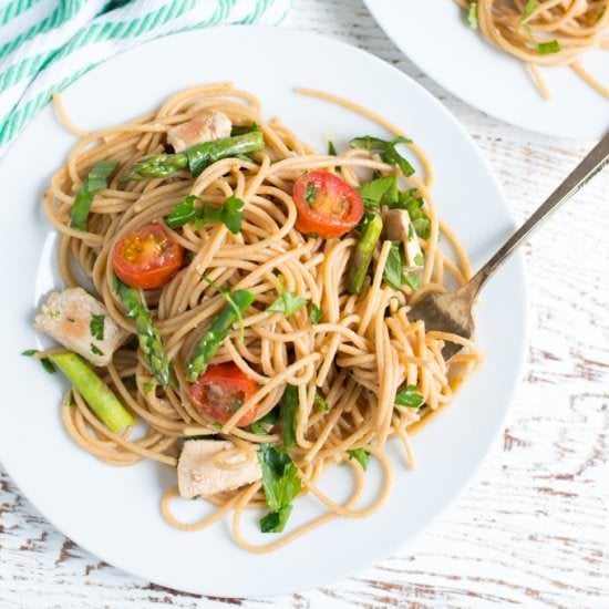 Spaghetti with Chicken and Veggies