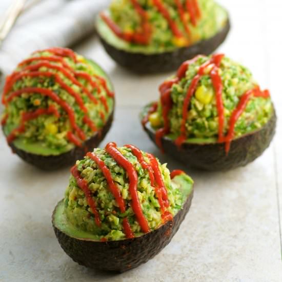 Chickpea Stuffed Avocados