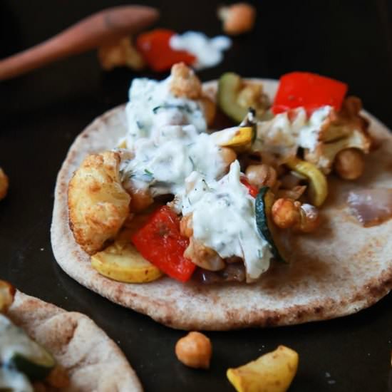 Moroccan Cauliflower Chickpea Pita