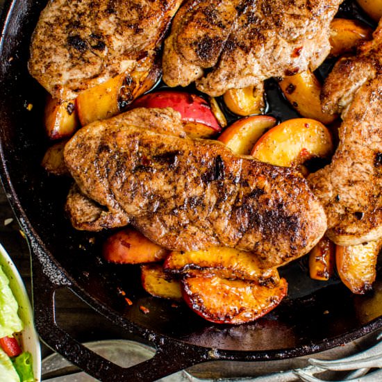 Pan Fried Five Spice Pork & Peaches