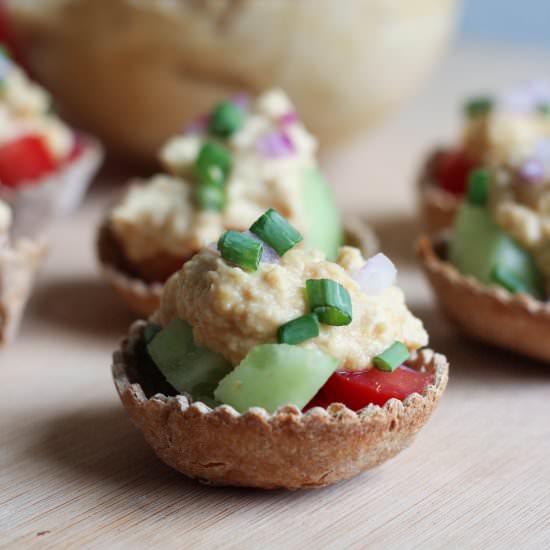 Baked Tortilla Hummus Cups