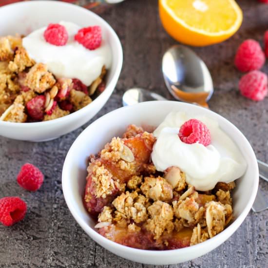 Healthy Raspberry Peach Crisp