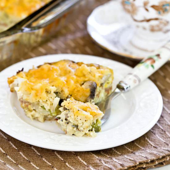 Sausage Hash Brown Egg Bake