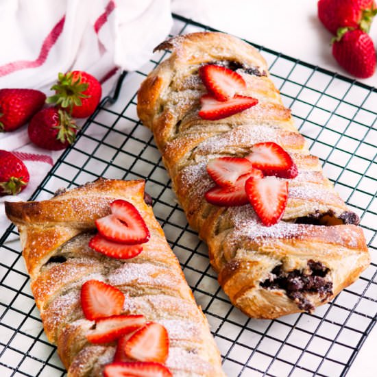 Chocolate Stuffed Puff Pastry Braid