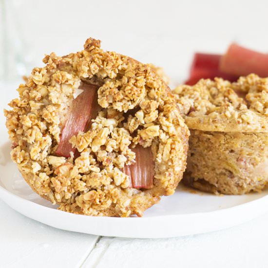 Roasted Rhubarb Muffins with Crunch
