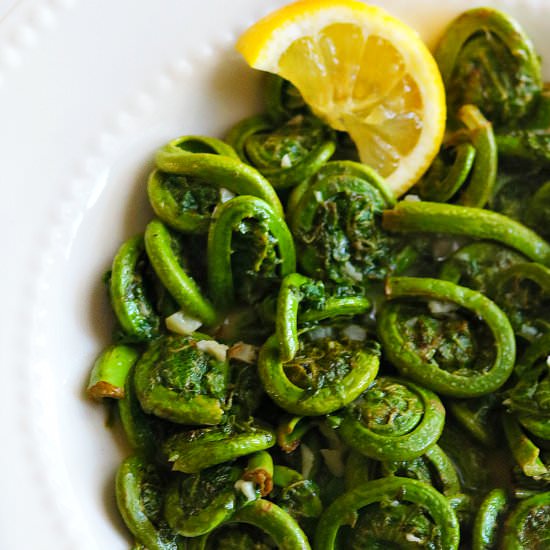 Garlic Lemon Butter Fiddleheads