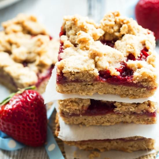 PB & Strawberry Jam Crumb Bars