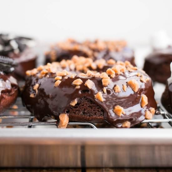 Baked Double Chocolate Doughnuts.