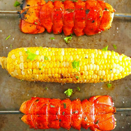 Herb Butter Grilled Lobster & Corn