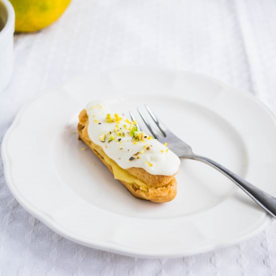Lemon and White Chocolate Eclairs