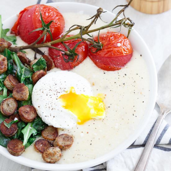 Chicken Sausage Cheese Grits