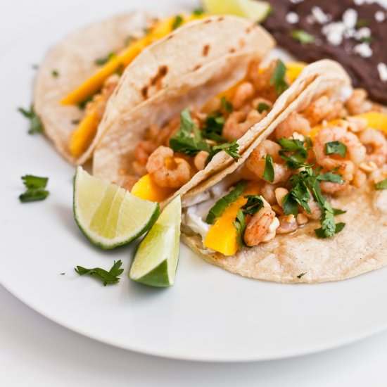 Mango shrimp tacos