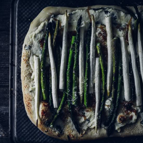 Asparagus Caramelized Onion Pizza