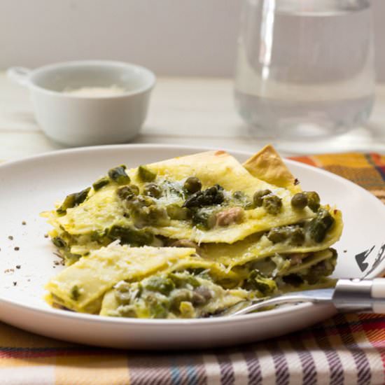 Lasagna Asparagus, Peas, Mushrooms