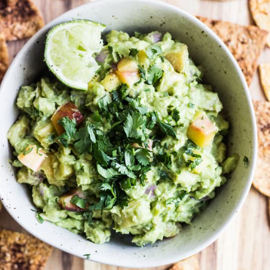 Charred Japlapeno and Peach Guacamole