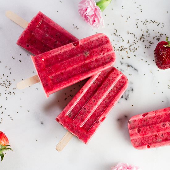 Strawberry Chia Seed Popsicles