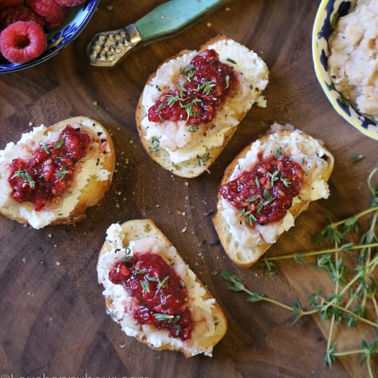 Raspberry & Goat Cheese Crostinis