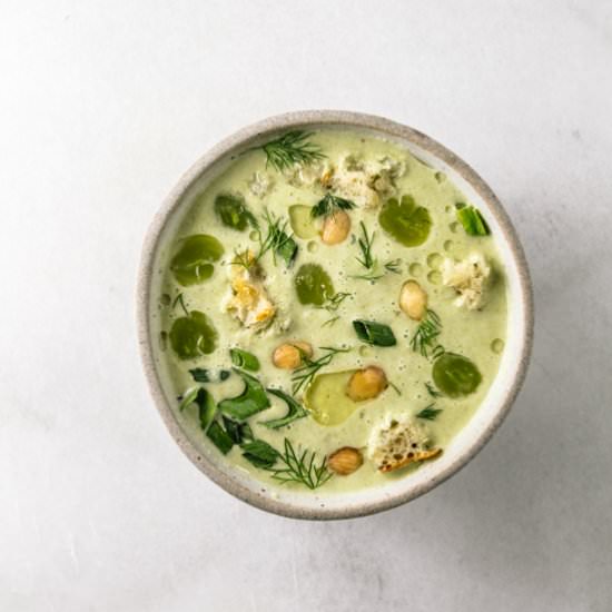 Green garlic gazpacho