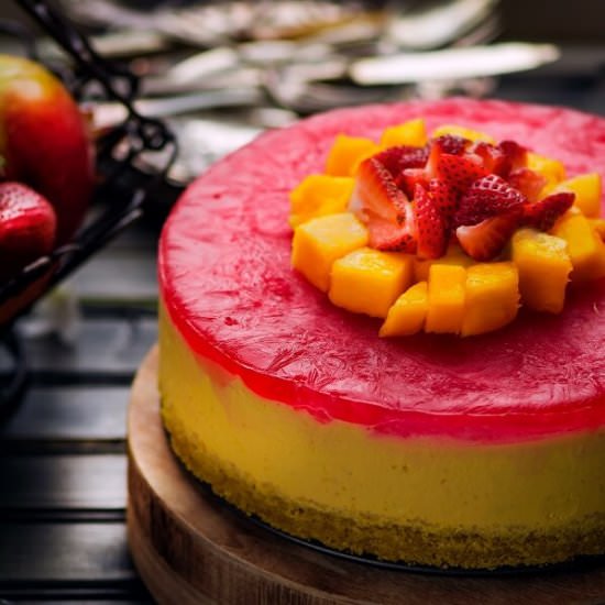 No Bake Eggless Mango Cheesecake