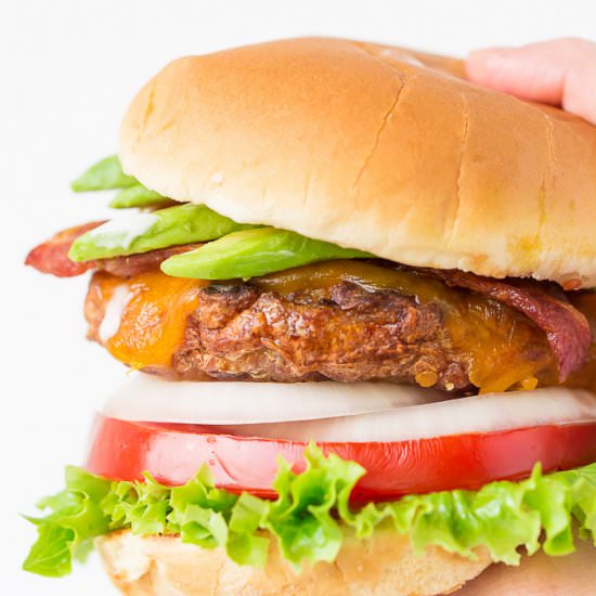 Cheddar Bacon Avocado Burgers