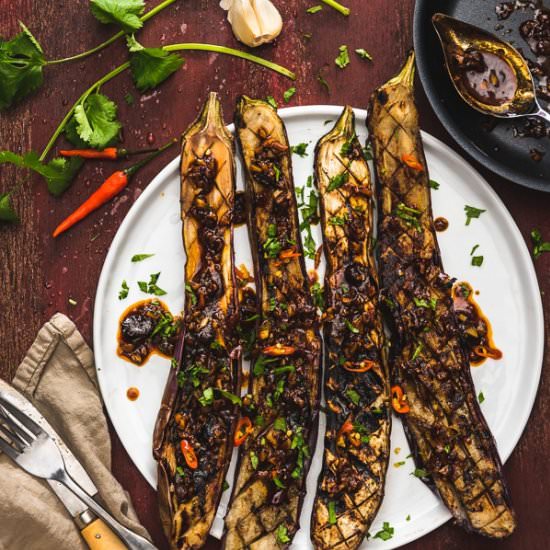 Grilled Eggplant with Yu Xiang Sauce