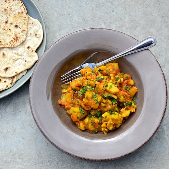 Indian potatoes and cauliflower