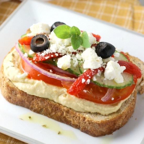 Mediterranean Veggie Hummus Toast